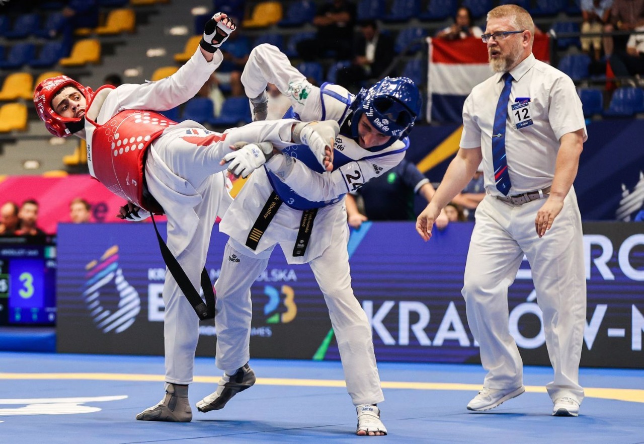 Dynamic Taekwondo movements at NGTC, South West London